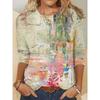 Round Neck 3D Gradient Color Printed Top Fashionable Casual Long Sleeved Women's T-shirts