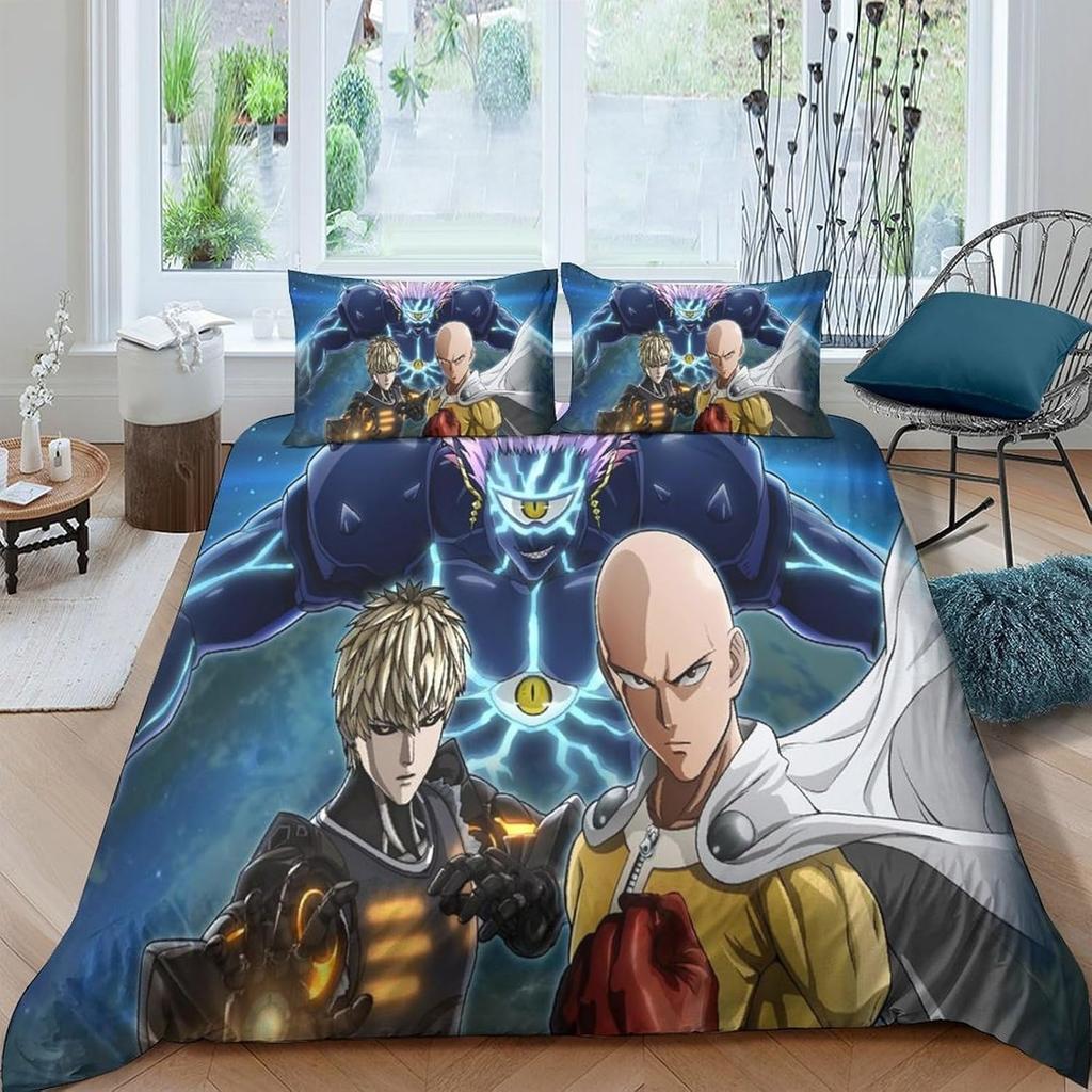 ONE PUNCH-MAN Saitama Duvet Cover Pillowcase Bedding Set Boy Girl Bedroom Decoration Children Gift Single Double Size
