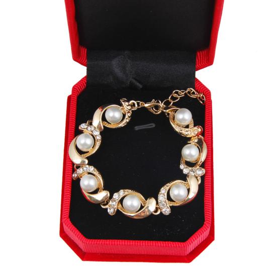 Yousheng Women Bracelet Electroplating Rhinestone Fine Workmanship Luxurious Bright Luster Decoration Temperament Adjustable Imitation Pearls Bracelet