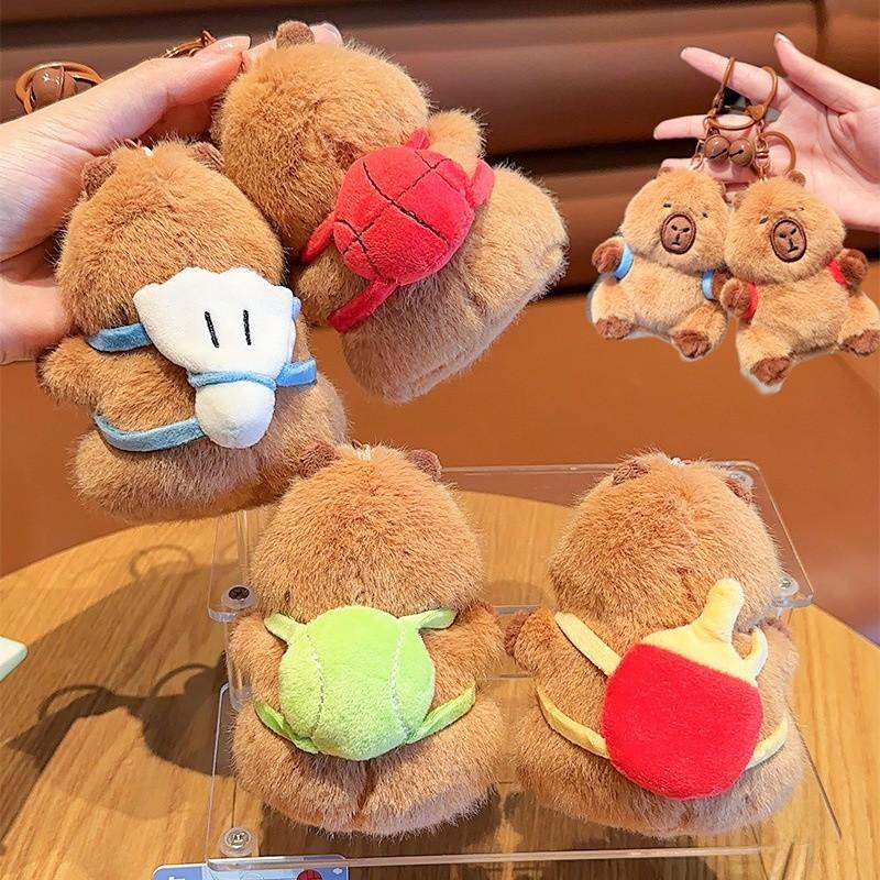 Jinnew Tennis Table Badminton Tennis Backpack Capybara Plush Pendant Keychain