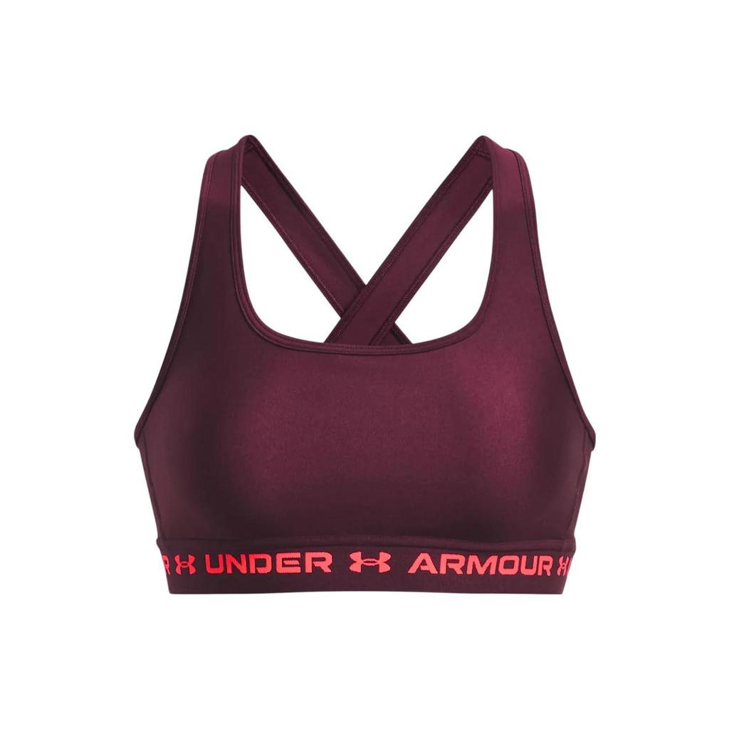 Under Armour Crossback HeatGear® Letter Logo Jacquard Medium Support Sports Bra Women Underwear Dark-Brown-Red 1361034-600