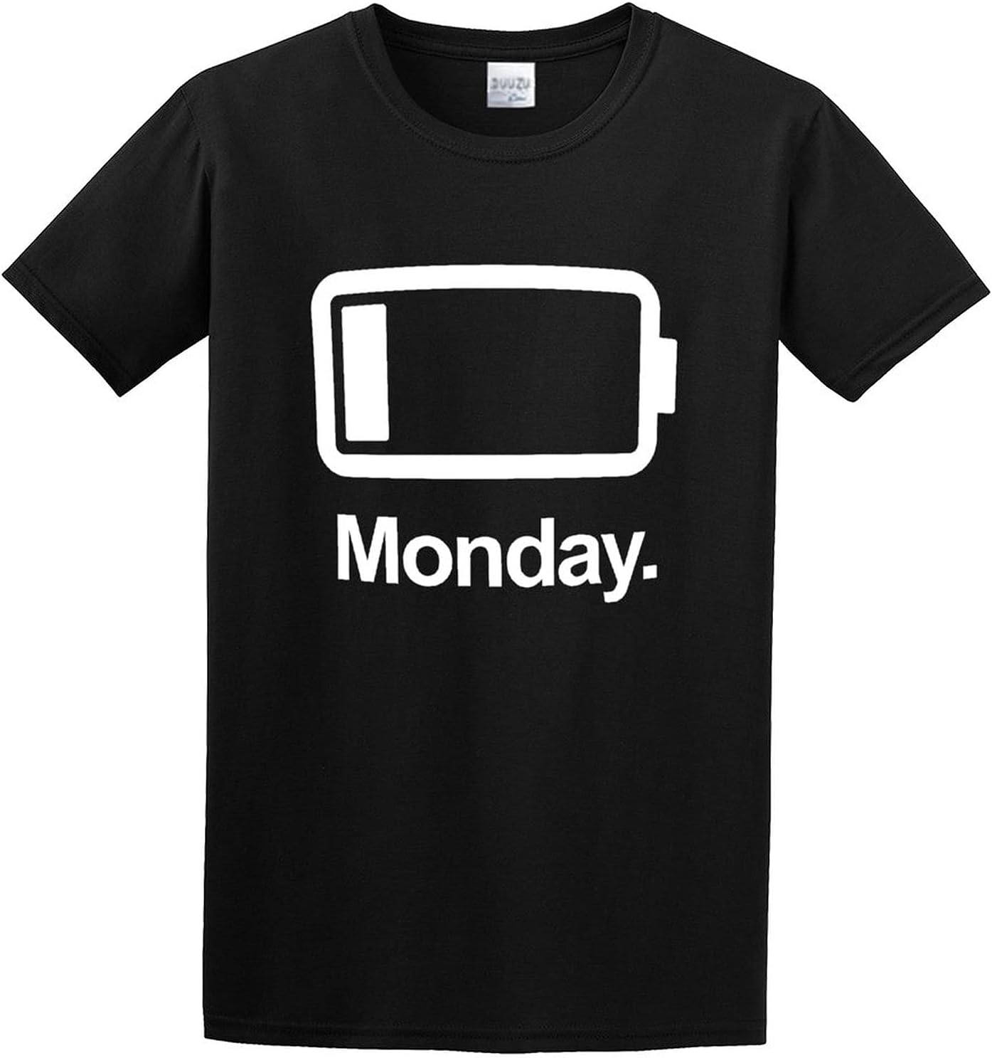 Monday Low Battery Letter Print Casual Funny Hipster O Neck Men T-Shirt Black 4XL чёрный