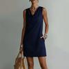 Women's Color Sleeveless Loose Fit Cowl Neck Dress for Casual Daily Wear