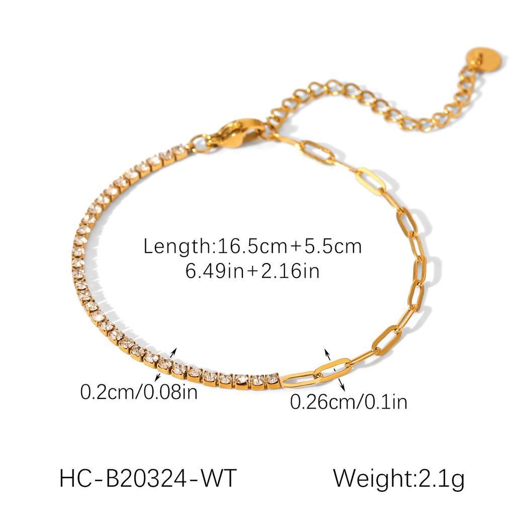 Elegant Cross Chain Zircon Bracelet Stylish Versatile Titanium Steel Jewelry Accessory