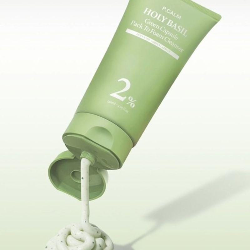 PCALM Зеленые Капсулы Священного Базилика Очищающая Пенка для Умывания 120мл