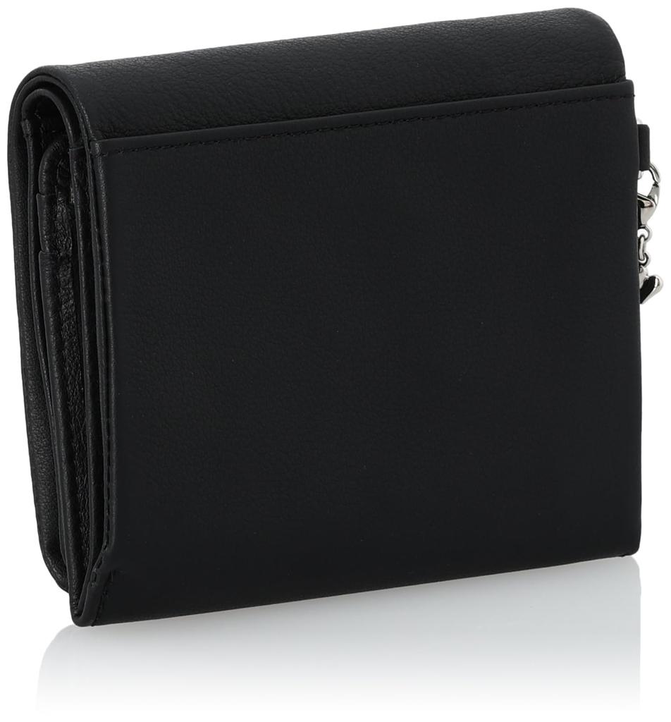 Bifold Wallet Soft Cowhide Bag Stitch Compact BOX Coin Purse Cute for Adults with Heart Charm JSLW3CS2 Black [Jill Stuart] [Angel] Women's