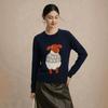 Women's Cute Little Sheep Cartoon Wool Sweater – Round Neck, Loose Fit Knitwear