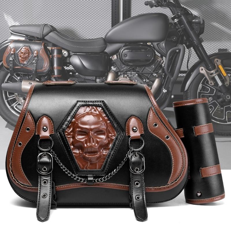 1 Pair Retro Punk Style Saddlebag Motorcycle Tool Bag Waterproof Travel Luggage Storage Bag Motorbike Over Saddles Bags