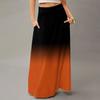 Women's Casual Leisure Foldable Gradient Print High Waist With Pocket Draped  Relaxed Long Maxi Skirt