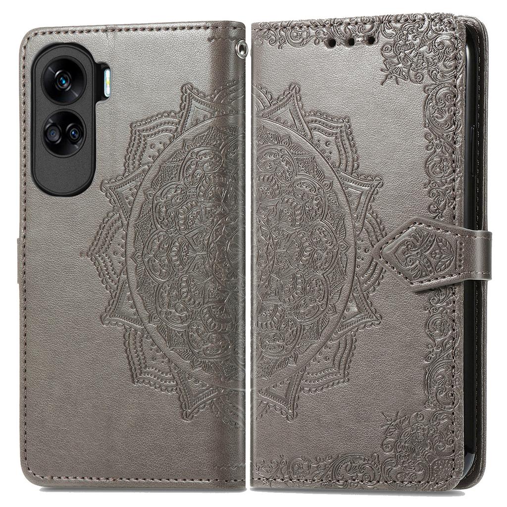 For Honor 90 Lite 5G Case Embossed Mandala Leather Phone Cover Magnetic Flip Wallet