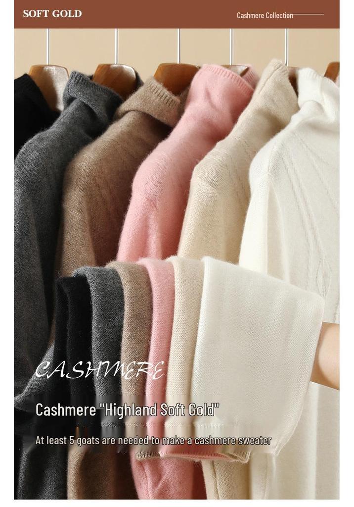 Lekasha Women's Cashmere High-Neck Pullover Sweater - Solid Color, Loose Fit for Autumn and Winter