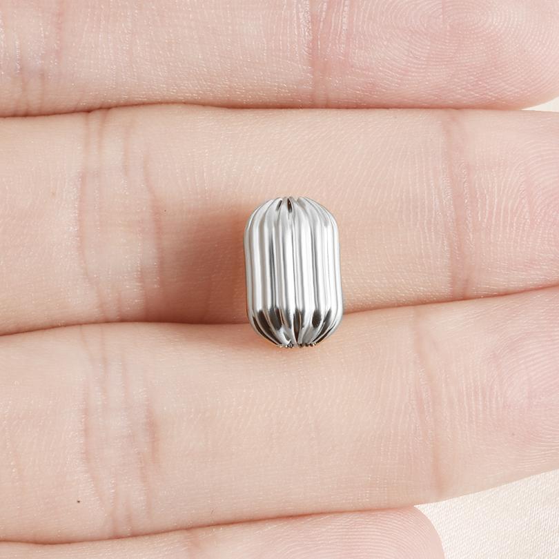6pcs Round Tube Cylinder Fashion Spacer Bead Stainless Steel Loose Beads For Jewelry Making Supplies DIY Bracelets Anklets Bulk