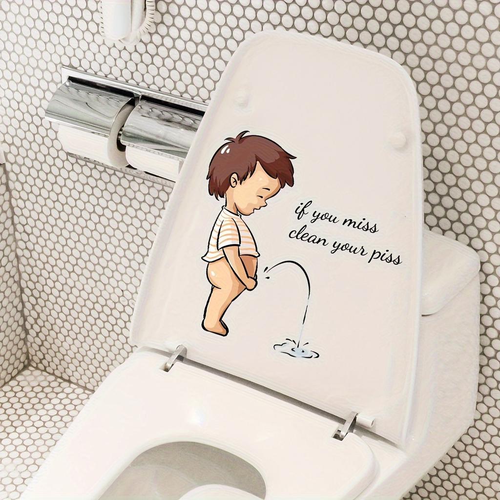 Creative Kids Bathroom Wall Decals Toilet Stickers with Fun English Self-Adhesive Decor for Toilet and Bathroom