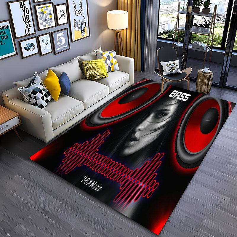 Cool Bass Sound 3D Printing Area Carpets for Home Living Room Children's Bedroom Sofa Doormat Kitchen Floor Rugs Anti-slipDecor