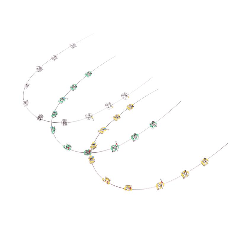 2Pcs Split Type Mini Colorful Brackets With Hook Dental Fake Braces Temporary Tooth Decoration Dental Tool