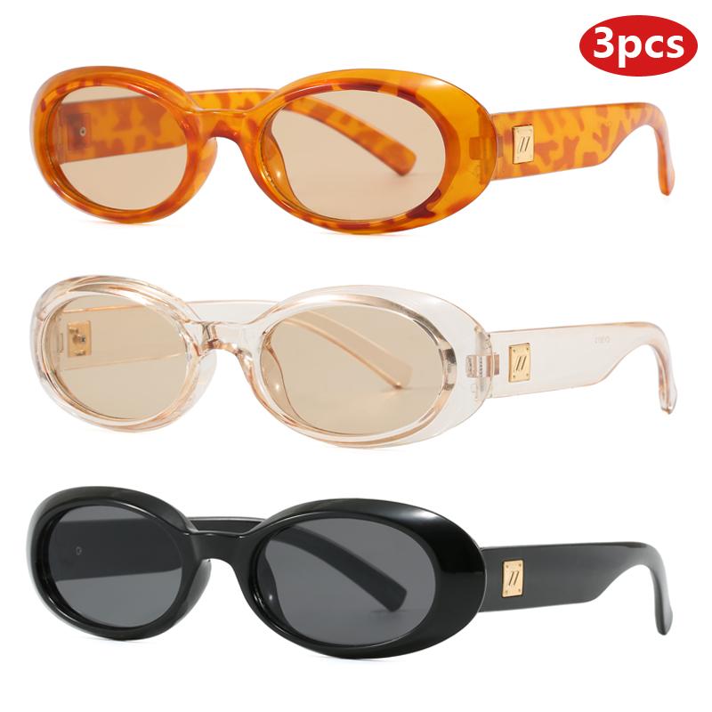 3Pcs Pack Retro Oval Sunglasses Women Classics Black Shades Uv400 Men Punk Brand Sun Glasses Outdoor Cycling Goggles Unisex