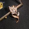 Elegant Artificial Crystal Tulip Flower Brooch