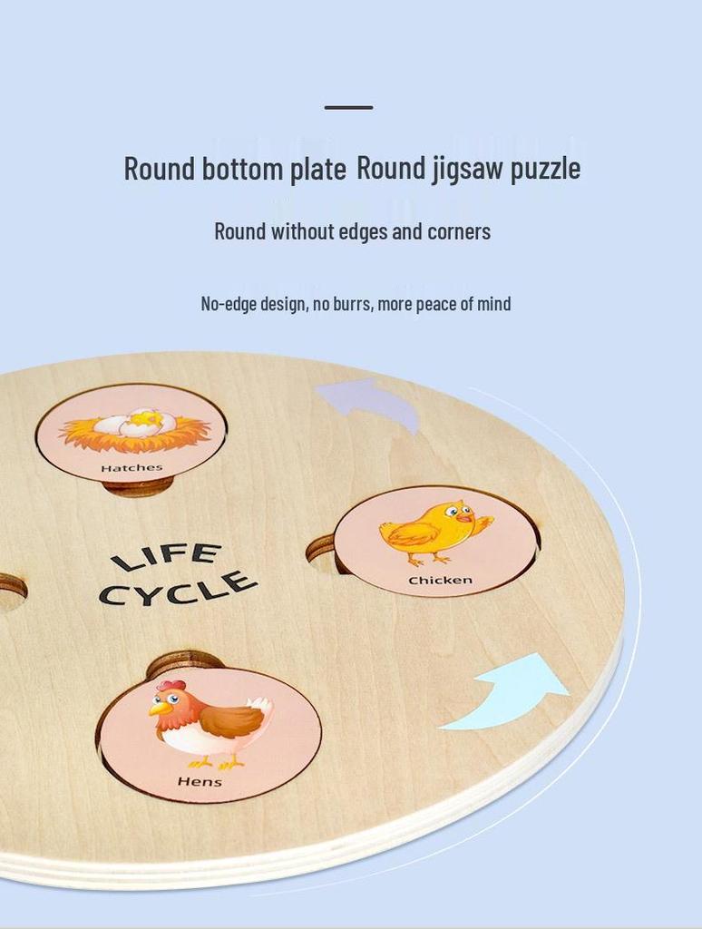 Wooden Educational Puzzle: Life Cycle Changes of Plants & Animals – Toddler Cognitive Growth Toy