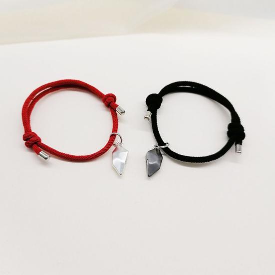 1 Pair Couple Bracelets Adjustable Length Heart Pendant Eye-catching Distance Magnet Attraction Bracelet for Home