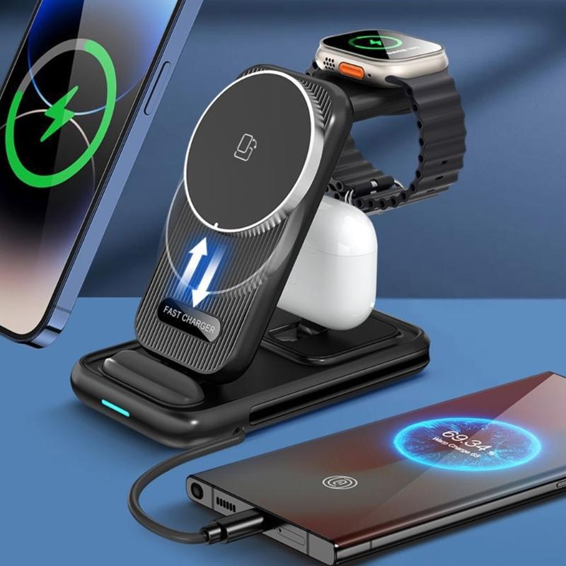 Multiple Gadget Energy Hub Simultaneous Wireless Energy Foldable Compact Designs For Smartphones Smartwatches Earphones