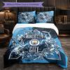 Manchester City Pattern 3 Pieces Bedding Set Soft Microfiber Duvet Cover with Pillow Cases for Bedroom
