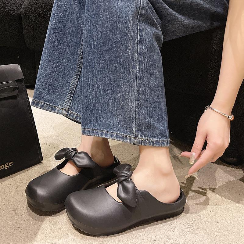 Baotou slippers women's summer new bow fashion cool slippers soft bottom non-slip half-drag outer wear