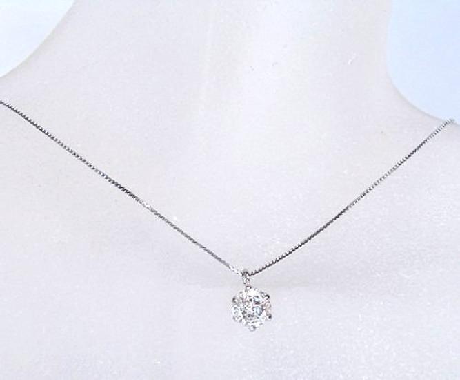 Box for You and Platinum Pt900 Diamond Necklace UP Pendant Single SI2 Grade G Color Front and Back Good [Jewelry Me] 0.20ct Cut/4084 [Birthstone