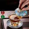 135ml Enamel Colored Three Piece Lid Bowl Single High-end Large Tea Bowl Thickened Anti Scalding Kung Fu Tea Set