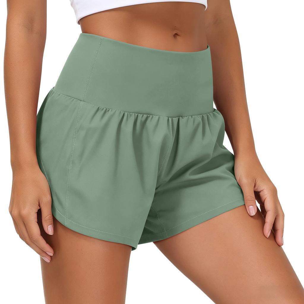Fritidsshorts för damer med fickor Hög midja Elastisk midjeband Lätt och andningsbart tyg Avslappnad passform Sommarplagg