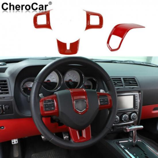 

Красная Стильная Накладка-Наклейка на Рамку Рулевого Колеса Автомобиля для Dodge Challenger 09-14