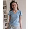 French pure desire gentle lace edge short-sleeved T-shirt women's summer waist thin cross V-neck temperament beautiful small top