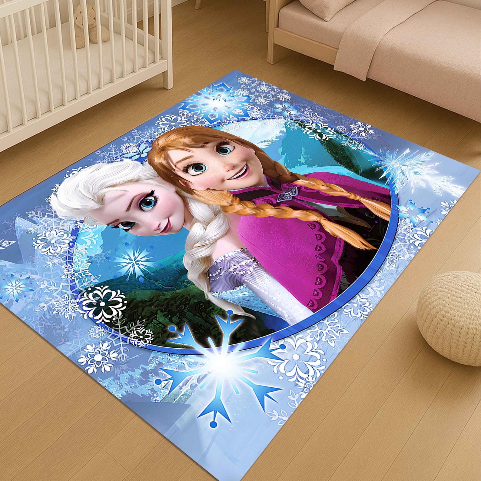 Elsa Frozen Rug: Girl Bedroom Decor, Nursery Carpet, Elsa Anna Gift İdea, Playroom Mat 150cm x 220cm
