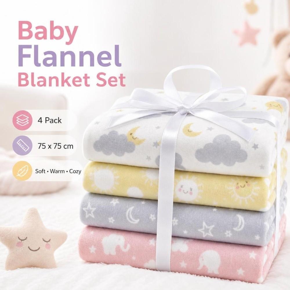 4Pcs Pack 76x76cm Receiving Baby Blanket Super Soft Baby Bedsheet Blanket  DIY Quilting Sewing