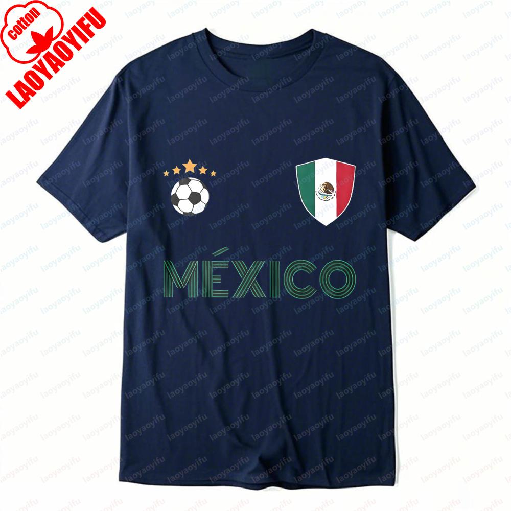 Mexico Football TShirt MÉXICO Print Mexican Fan Tops Sports Casual Attire Leisure Activewear Retro Trend Simple Mens Clothing