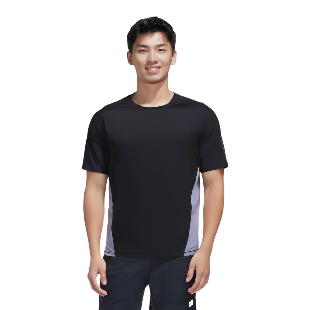 Salomon Sense Chromatic Tee Ss Running Series Comfortable Quick-Dry Breathable Short Sleeve T-Shirt Men Tops Deep-Black Gray-Blue C24228
