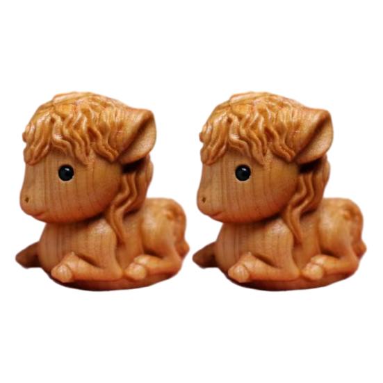 Horse Sculpture Wooden Miniature Decorative Figurine Natural Wood Smooth Surface Animal Statue Home Bookshelf