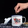 Retro Verdickt Nostalgischen Emaille Tasse Grün mit Abdeckung Tee Glas 1970er Jahre Chinesischen stil Anti-fall Becher Camping
