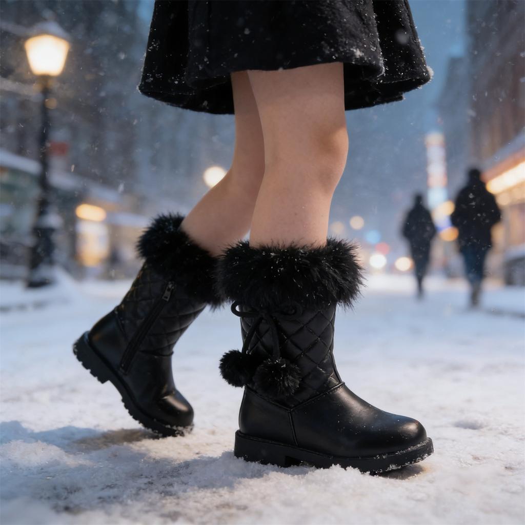 Fashionable And Comfortable Pom,pom Warm Boots For Little Girls