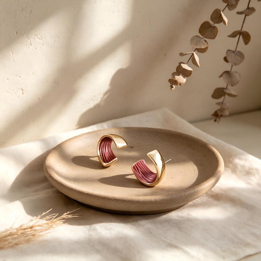 C-type hand-painted enamel stud earrings, environmentally friendly alloy material, simple temperament, personalized and versatile women's earrings