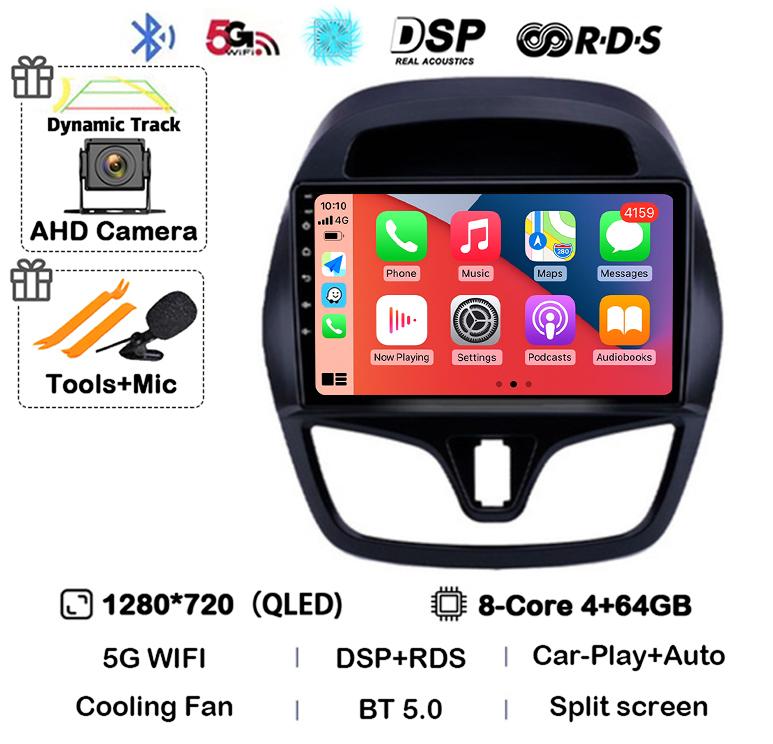 Android 14 Wireless Carplay Auto Car Radio For Chevrolet Spark 2015 2016 2017 2018 Multimedia Video Player GPS Navigation Stereo