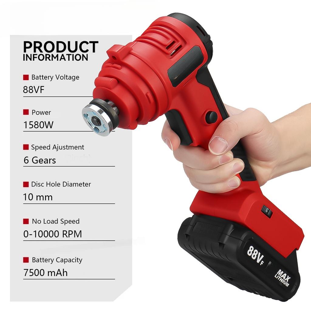 1580W 7500 mAh Electric Polishing Cutting Power Tool 6 Gears Adjustable Angle Grinder For 18V Battery