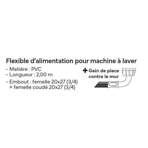 Flexible d'alimentation pour machine à laver - NOVOBAIN - 2 m