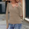 Women's Fashionable Daily Loose Fitting Casual Fashion Pleated V-neck Top Paired With Short Sleeves Of Pants And Skirt