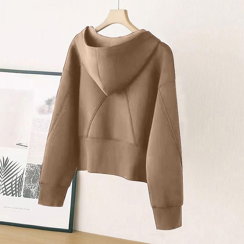 New Autumn Sweatshirt with Wide Waistline Design Hooded Zipper Short Cardigan Casual Loose and Versatile Cardigan