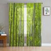 Green Bamboo Zen Plant Tulle Curtains Modern Chiffon Sheer for Living Room Bedroom Kitchen