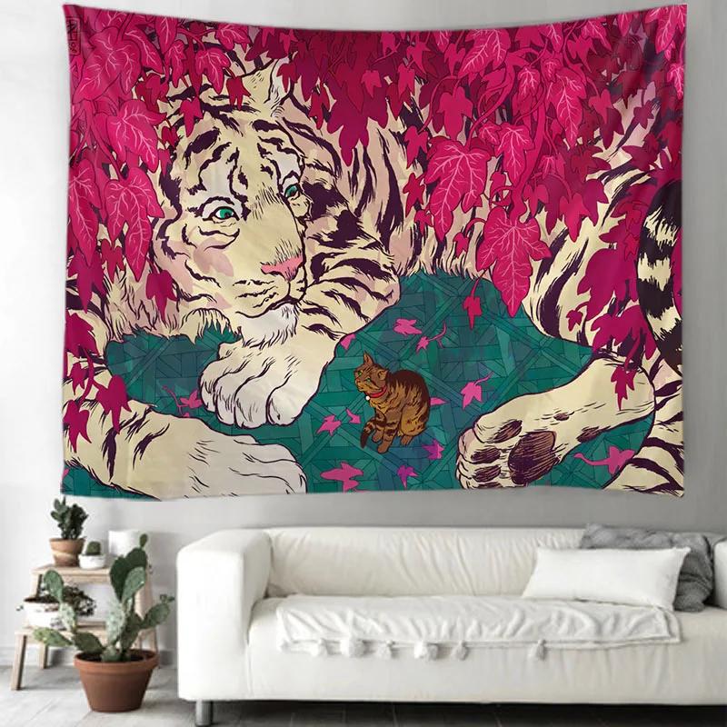 India Tiger Series Tapestry Wall Hanging Mandala Tapestries Wall Cloth Psychedelic Yoga Wall Hanging Boho Decoration Home Decor