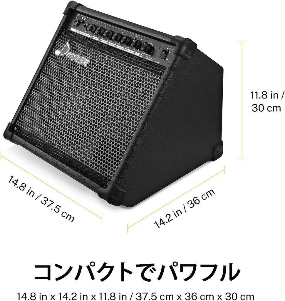 Donner Amplifier for Electronic Drums External Speaker 35W Wireless Microphone Compatible Black DA-35