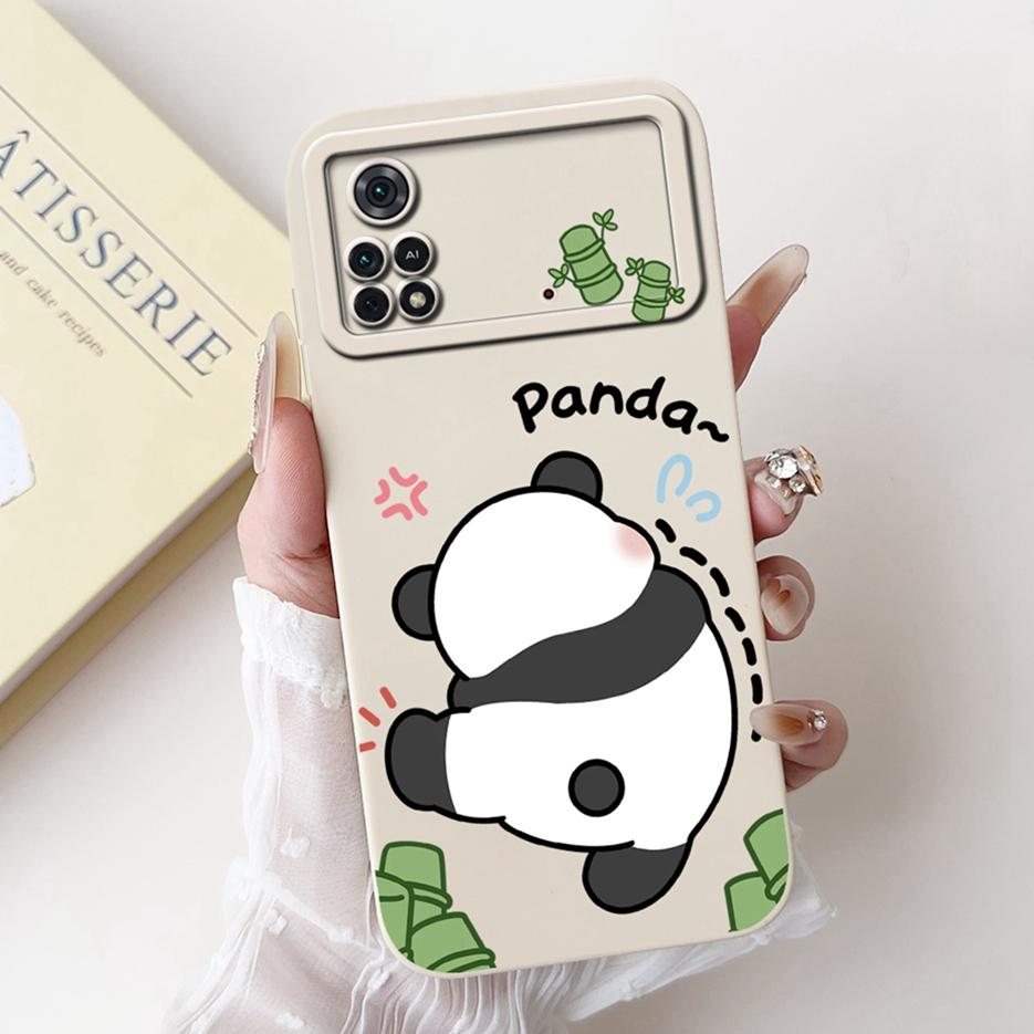 For Xiaomi Poco M4 Pro 4G Case PocoM4 5G Cute Panda Cartoon Cover Soft TPU Phone Case For Xiaomi Poco X4 Pro PocoM4 Pro 5G Shell