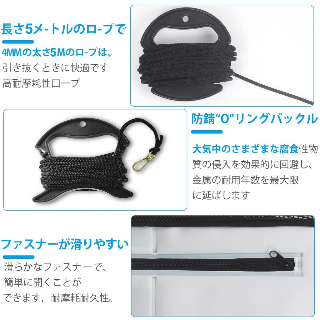 Turelax Folding Floating Fishing Net, 40cm60cm, with Bucket and 8m Rope, Multifunctional Fishing, Rock Fishing, Fishing Tackle, Fishing Case, Bucket,