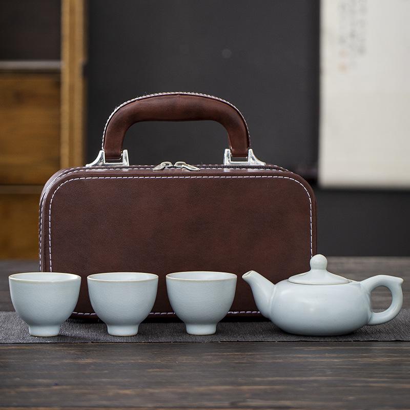 Simple travel tea set Portable outdoor kung fu tea set Ceramic tea set Business express cup gift
